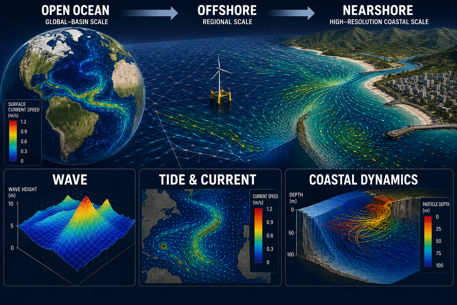 Coupled wave-circulation modeling